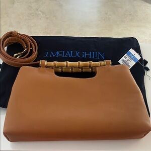 J. McLaughlin Tan Bamboo Handle Bag
